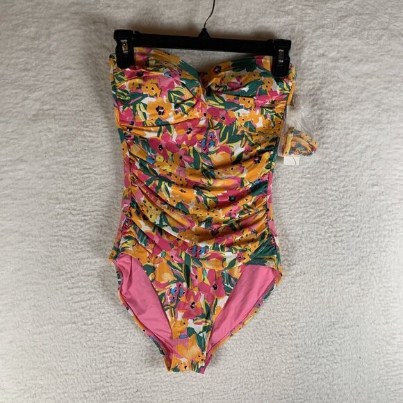 Anne Cole One-Piece Swimsuit Women 6 Multicolor Floral Stretch Twist-Front S9436 - Picture 1 of 9